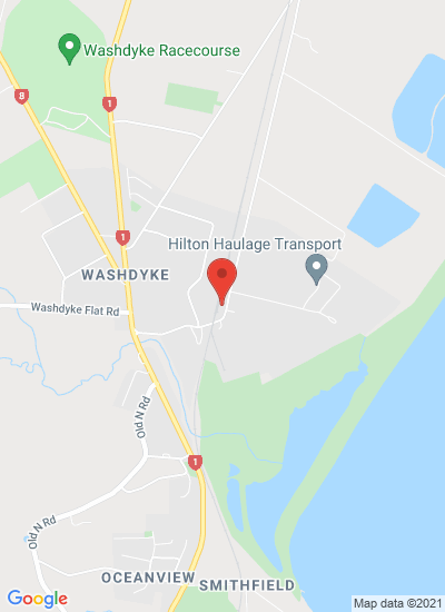 Map showing Washdyke,Timaru, New Zealand