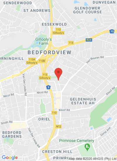 Map showing Bedfordview, South Africa