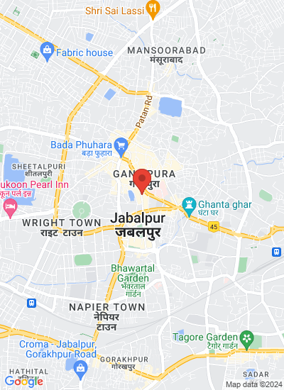 Map showing Jabalpur, India