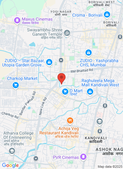 Map showing Borivali West, Kandivali West, India