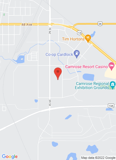 Map showing Camrose, Canada