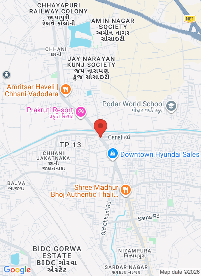 Map showing Vadodara, India