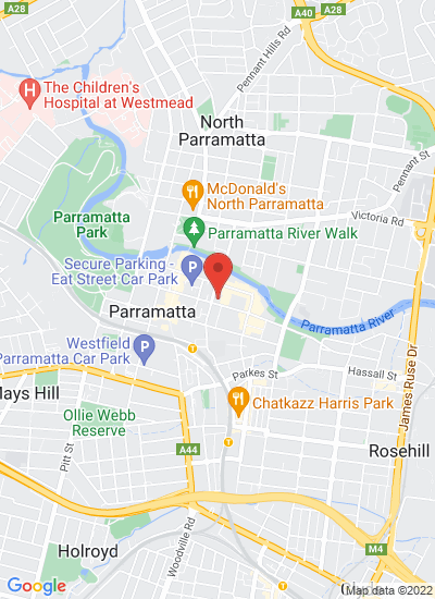 Map showing Parramatta, Australia