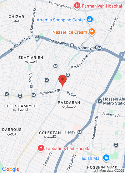 Map showing pasdaran st, Iran