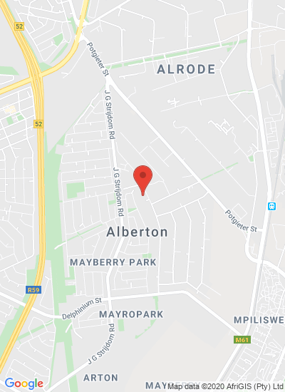 Map showing Alrode, South Africa