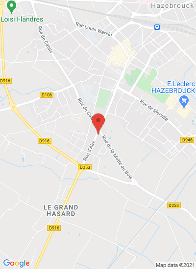 Map showing Hazebrouck, France