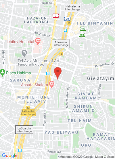 Map showing Tel Aviv, Israel