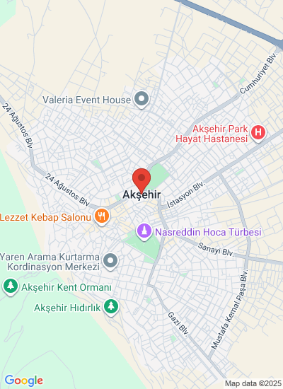 Map showing Akşehir, Türkiye