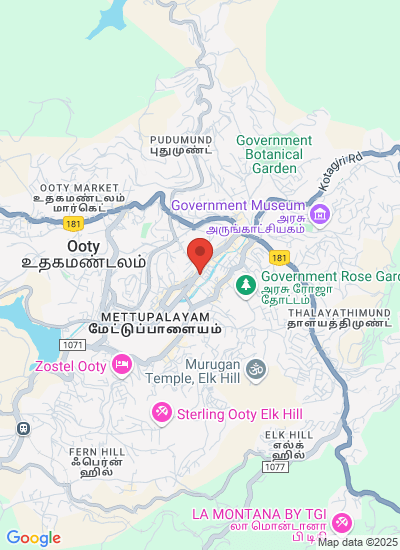 Map showing Ooty, India
