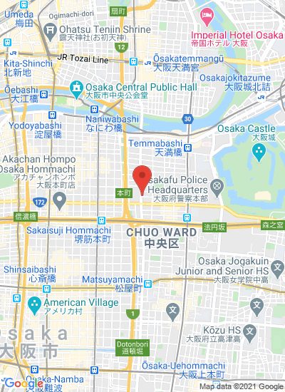 Map showing Osaka, Japan