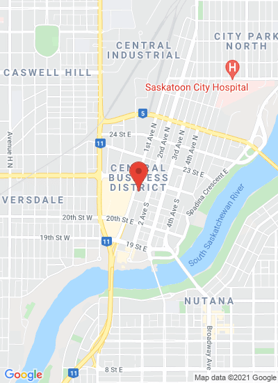Map showing Saskatoon, Canada