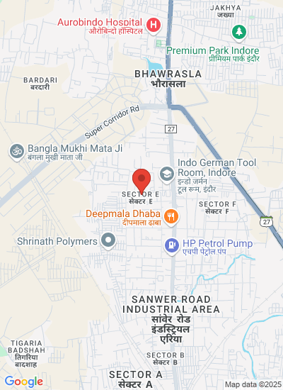Map showing Indore, India