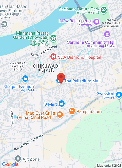 Map showing Surat, India