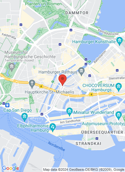 Map showing Hamburg, Germany