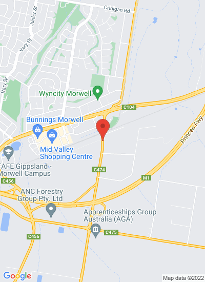 Map showing Morwell, Australia