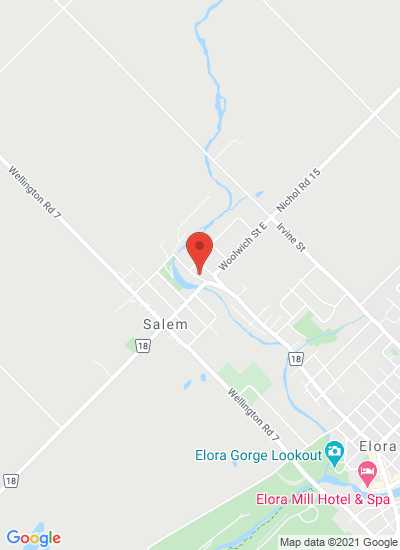 Map showing Elora, Canada