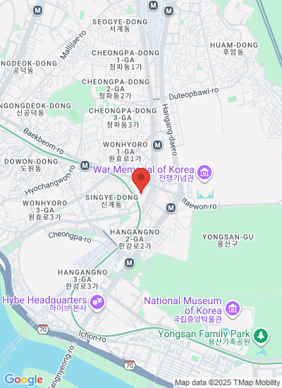 Map showing Yongsan-gu, South Korea
