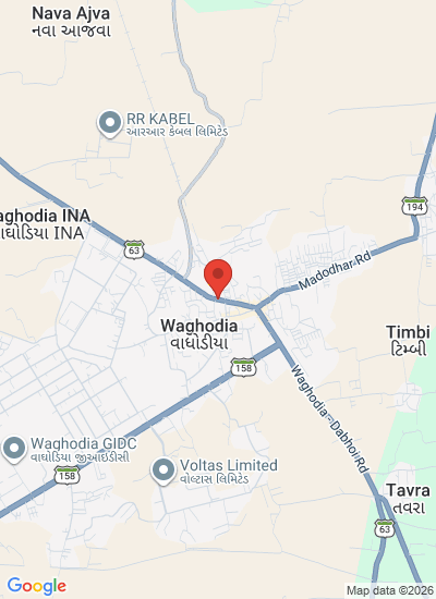 Map showing Waghodia, Vadodara, India
