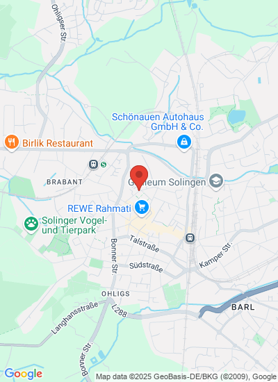 Map showing Solingen, Germany