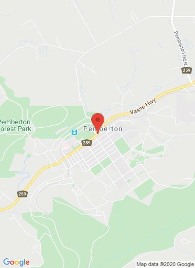 Map showing Pemberton, Australia