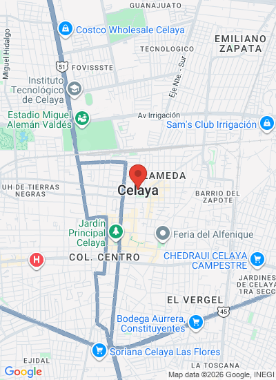Map showing Celaya, Mexico