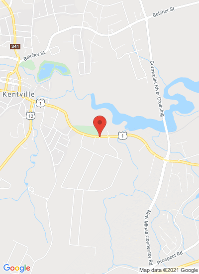 Map showing Kentville, Canada