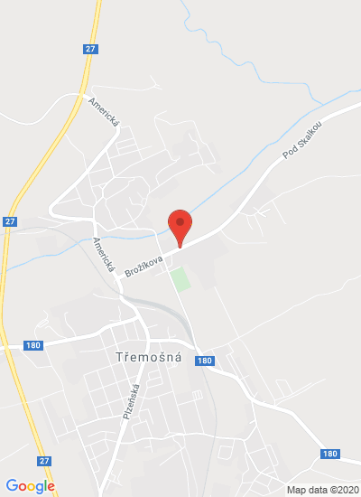 Map showing Třemošná, Czechia