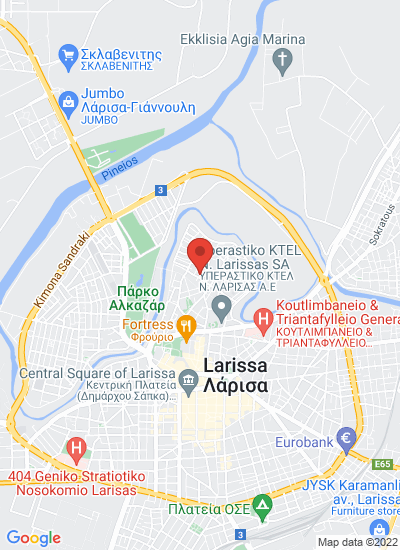 Map showing Larisa, Greece