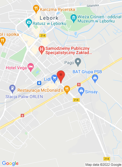 Map showing Lębork, Poland