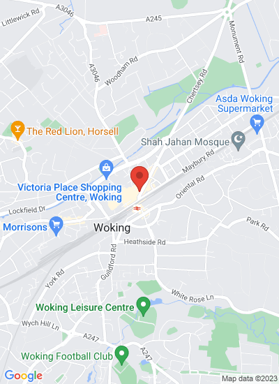 Map showing Woking, United Kingdom