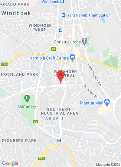 Map showing Windhoek, Namibia