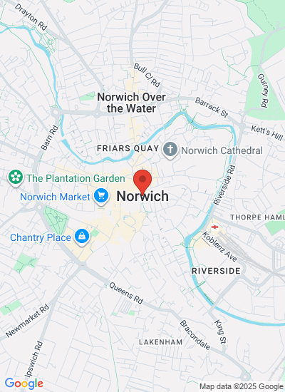 Map showing Norwich, United Kingdom