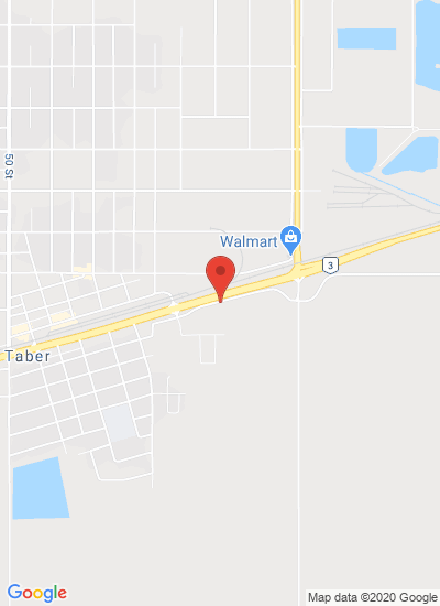 Map showing Taber, Canada