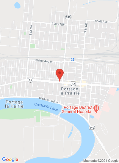 Map showing Portage la Prairie, Canada