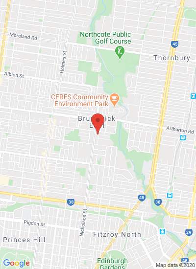 Map showing Brunswick East, Australia
