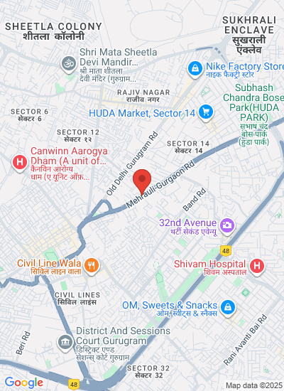 Map showing Gurgoan, India