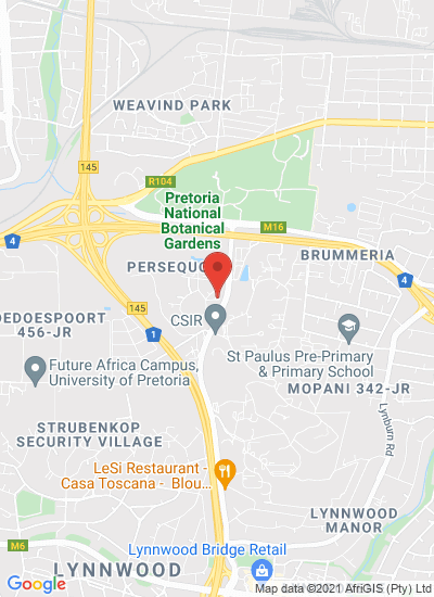Map showing Pretoria, South Africa