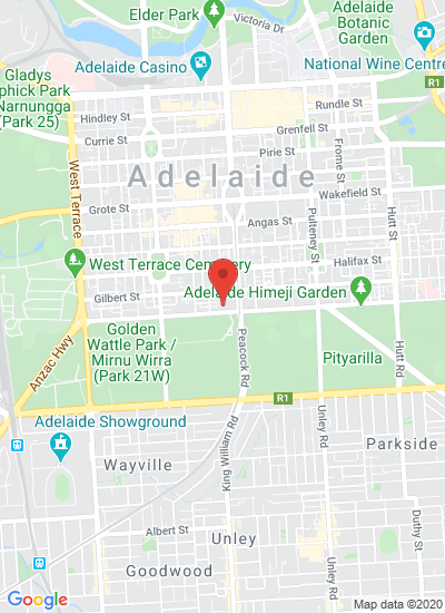 Map showing Aidelaide, Australia