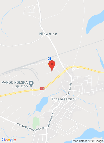 Map showing Trzemeszno, Poland