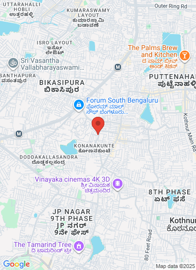 Map showing Banglore, India