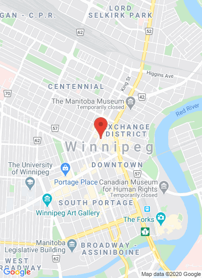 Map showing Winnipeg, Canada