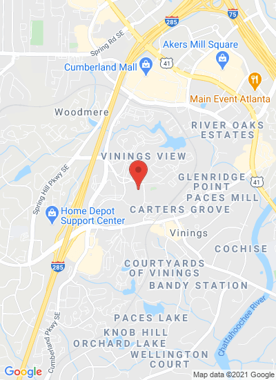 Map showing Atlanta, United States