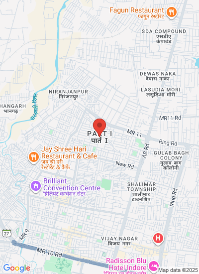 Map showing Indore, India