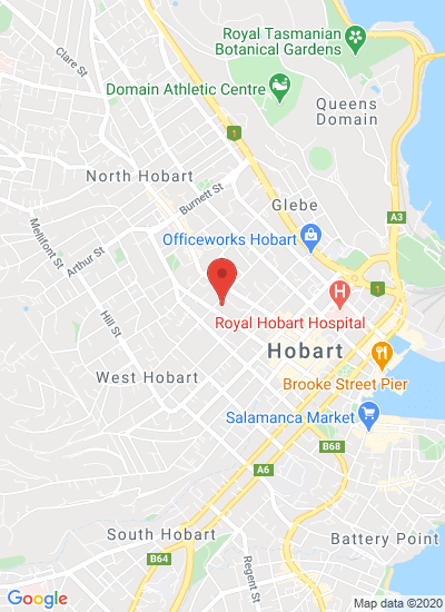 Map showing Hobart, Australia