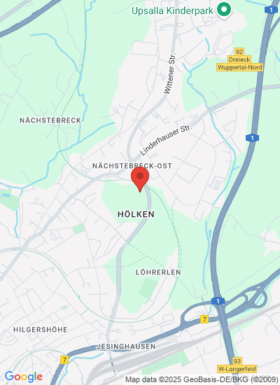 Map showing Wuppertal, Germany