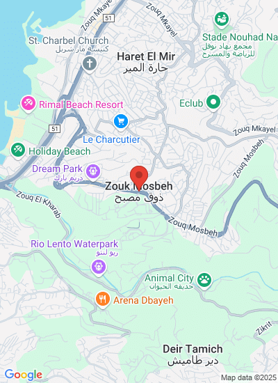 Map showing Zouk Mosbeh, Lebanon