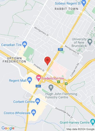 Map showing Fredericton, Canada