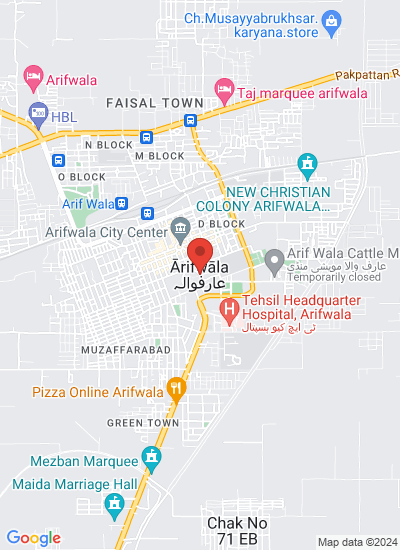 Map showing Arifwala, Pakistan