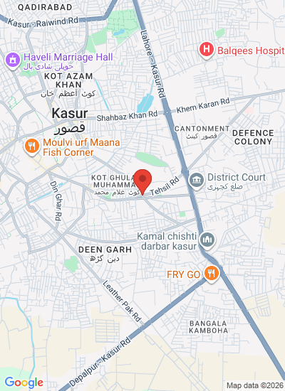 Map showing Kasur, Pakistan