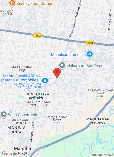Map showing Vadodara, India